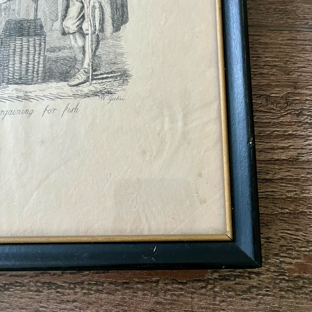 Vintage Print 1830 Scottish Artist Walter Geikie “ Bargaining For Fish” 9/11 “ - Picture 4 of 11